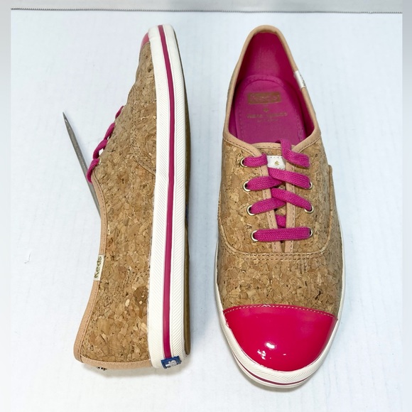 KEDS ♠️ Kate Spade Corkie Lipstick Pink Natural Cork Sneaker Size US 9.5 - Picture 10 of 12